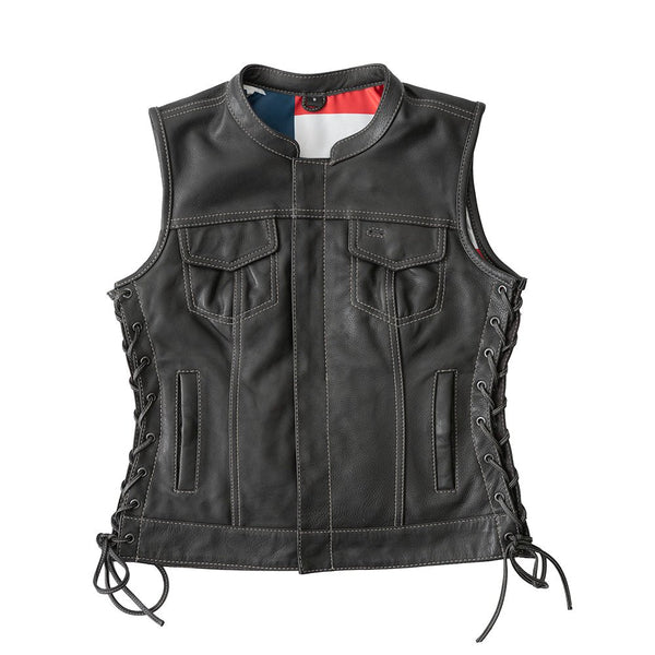 Liberty Women's Club Style Motorcycle Leather Vest - Limited Edition Factory Customs Vests S
