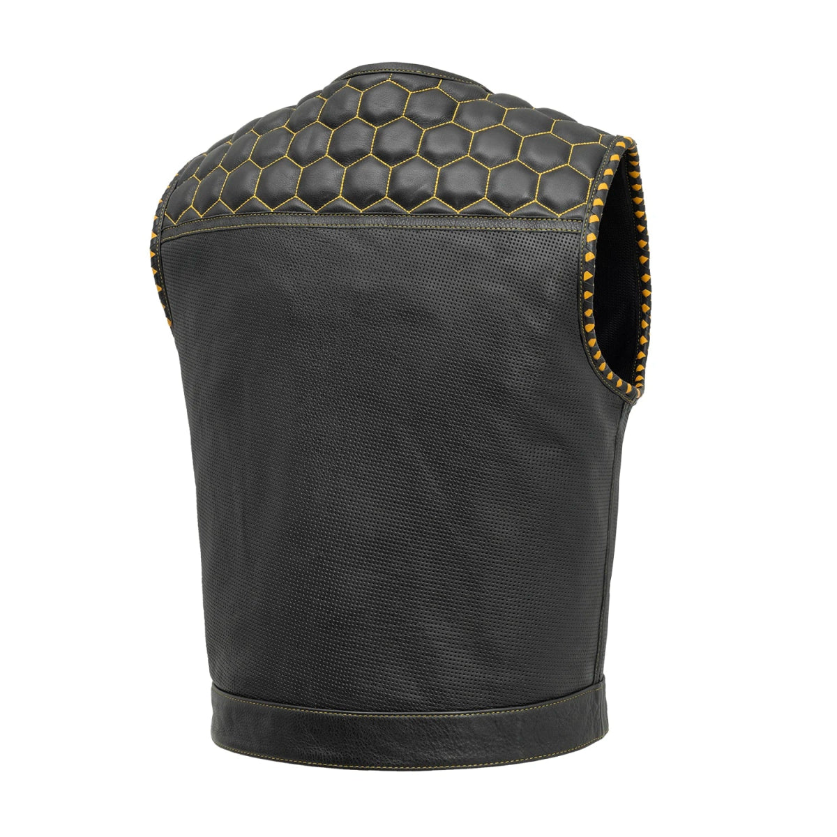 Hornet Men's Club Style Leather Vest - Black – First MFG Co Hornet Men's Club Style Leather Vest - Black – First MFG Co