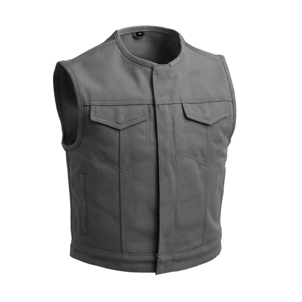 Lowside Grey Men's Motorcycle Canvas Vest Men's Canvas Vests Vests Grey S