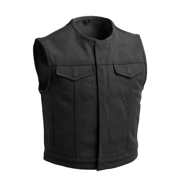 Lowside Black Men's Motorcycle Canvas Vest Men's Canvas Vests Vests Black XS
