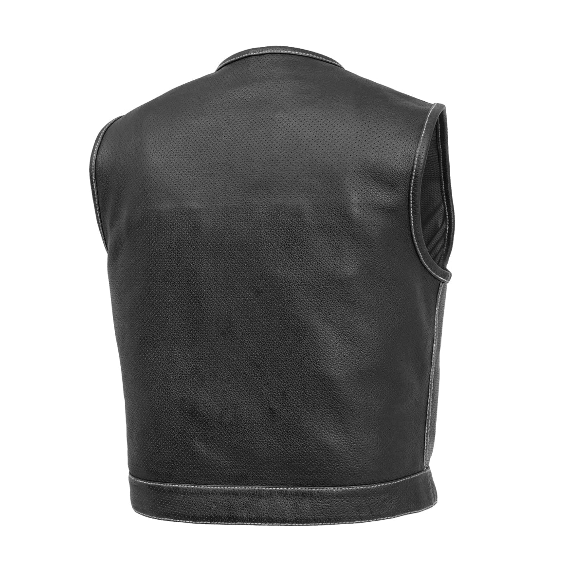 First Manufacturing Object Lowside Men's Perforated Motorcycle Leather Vest - First MFG Co