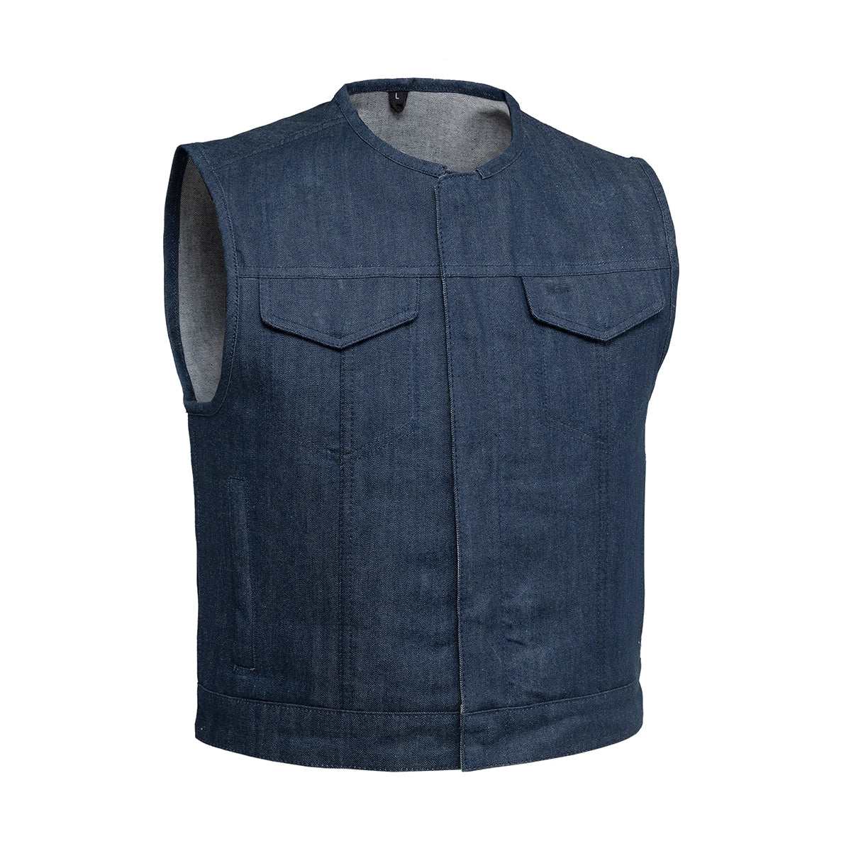 Lowside Men's Motorcycle Denim Vest (Blue) Men's Denim Vest First Manufacturing Company
