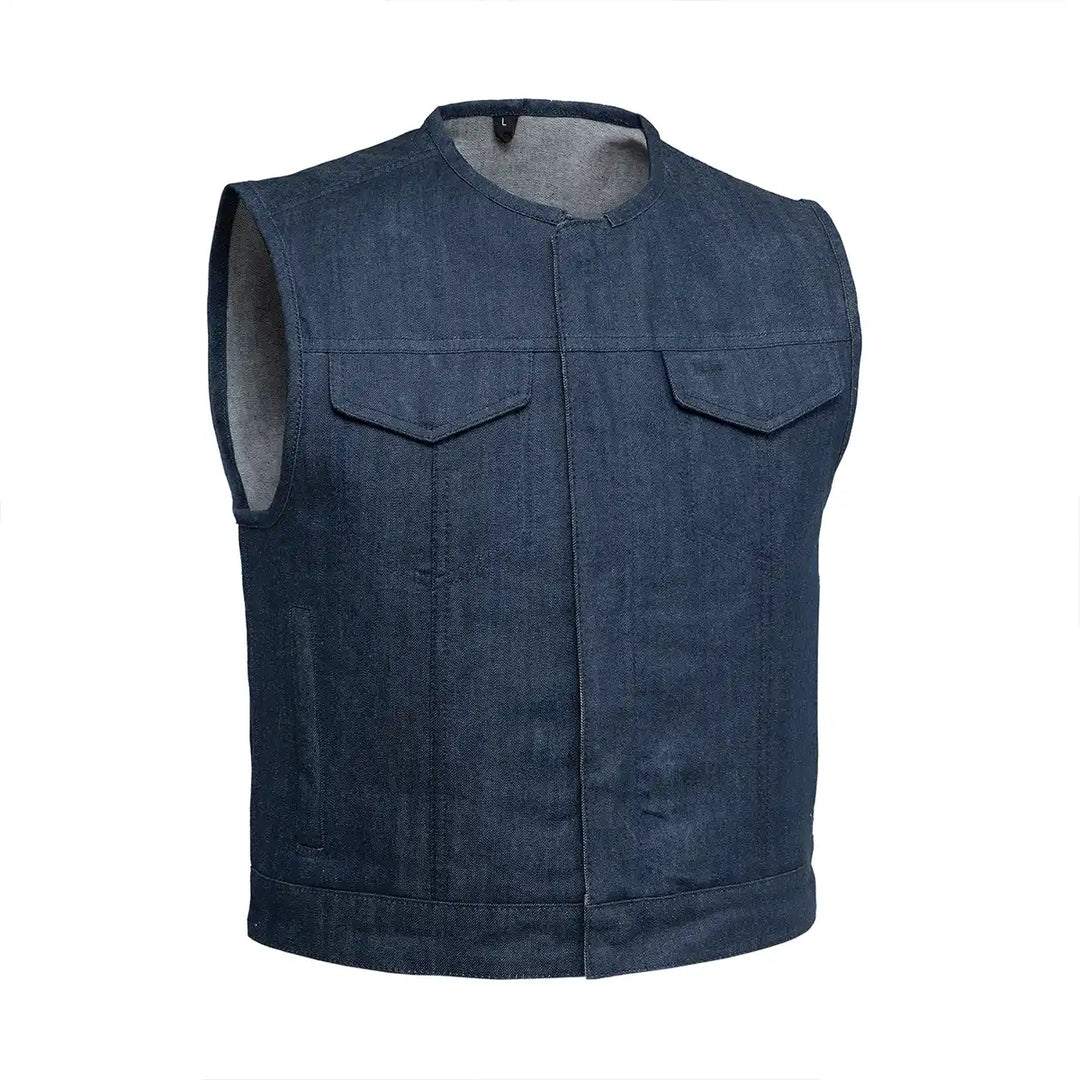 Lowside Men's Motorcycle Denim Vest (Blue) Lowside Men's Motorcycle Denim Vest (Blue)
