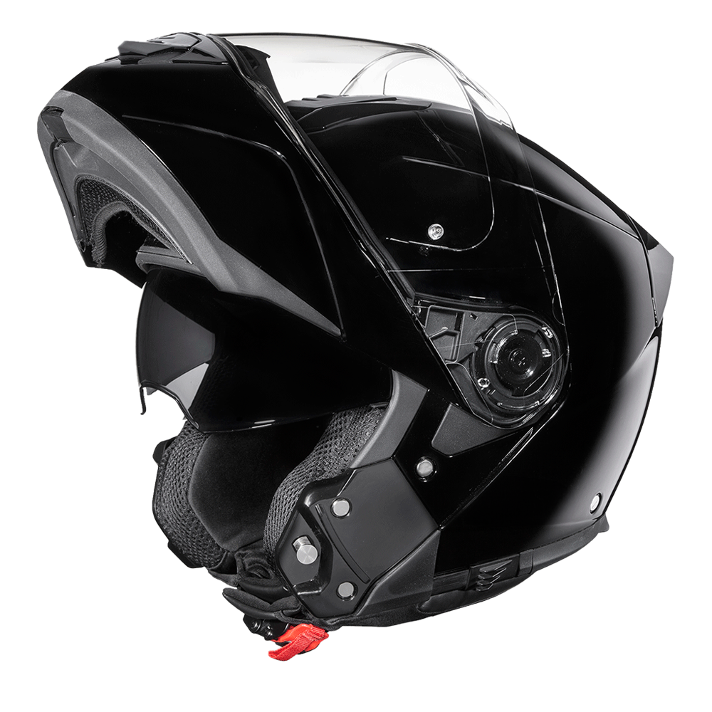 Daytona Glide Modular Motorcycle Helmet - DOT Approved, Bluetooth Ready, Dual Visor, Men/Women/Youth - Hi-Gloss Black GLIDE Daytona Helmets