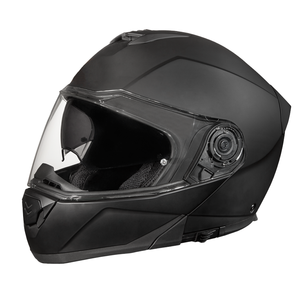 Daytona Glide Modular Motorcycle Helmet - DOT Approved, Bluetooth Ready, Dual Visor, Men/Women/Youth - Dull Black GLIDE Daytona Helmets