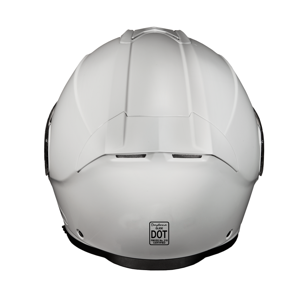 Daytona Glide Modular Motorcycle Helmet - DOT Approved, Bluetooth Ready, Dual Visor, Men/Women/Youth - Hi-Gloss White GLIDE Daytona Helmets