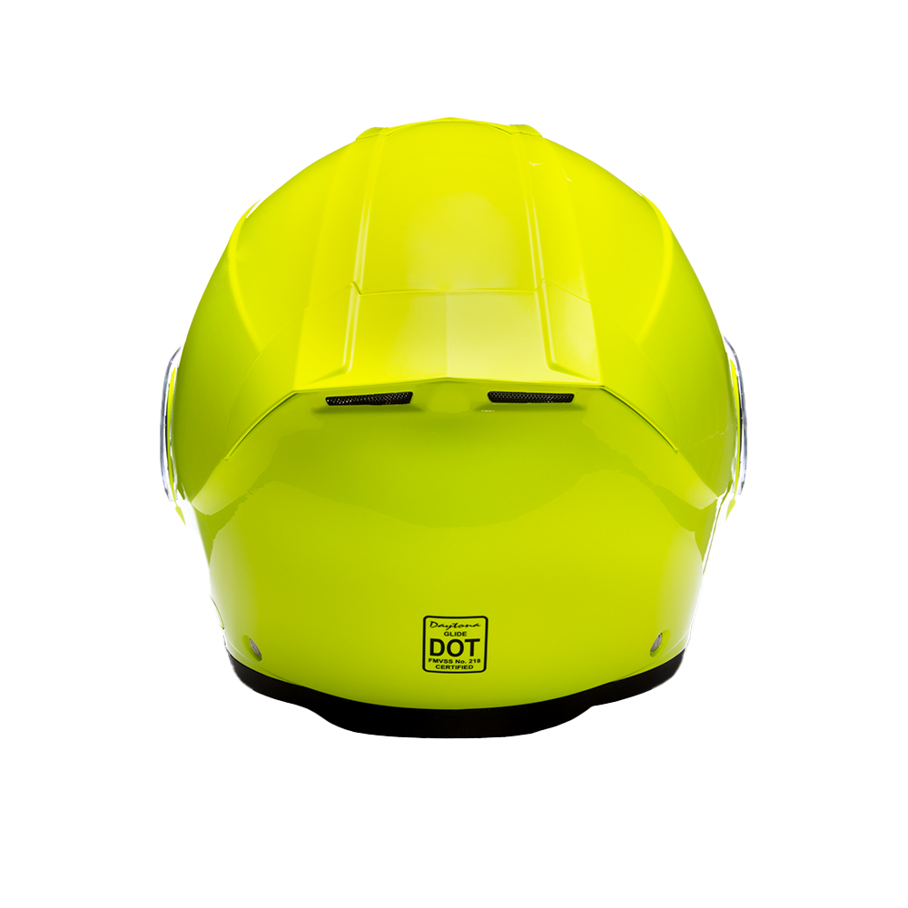 Daytona Glide Modular Motorcycle Helmet - DOT Approved, Bluetooth Ready, Dual Visor, Men/Women/Youth - Fluorescent Yellow GLIDE Daytona Helmets