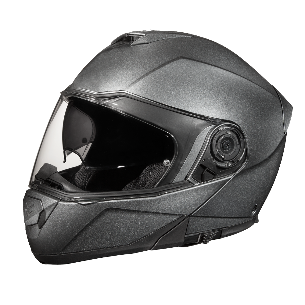 Daytona Glide Modular Motorcycle Helmet - DOT Approved, Bluetooth Ready, Dual Visor, Men/Women/Youth - Gun Metal Grey Metallic GLIDE Daytona Helmets
