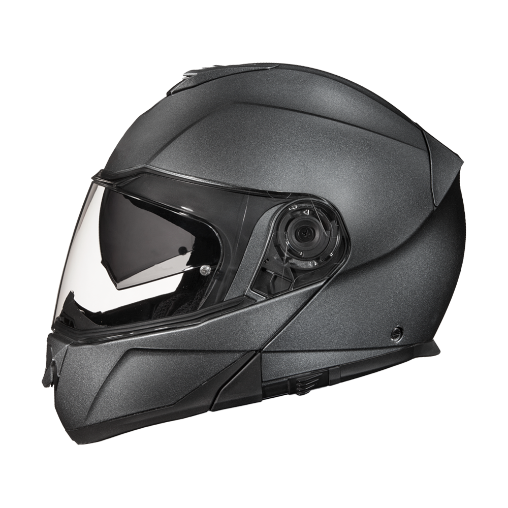 Daytona Glide Modular Motorcycle Helmet - DOT Approved, Bluetooth Ready, Dual Visor, Men/Women/Youth - Gun Metal Grey Metallic GLIDE Daytona Helmets
