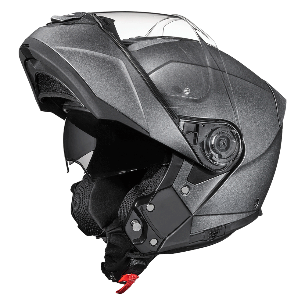 Daytona Glide Modular Motorcycle Helmet - DOT Approved, Bluetooth Ready, Dual Visor, Men/Women/Youth - Gun Metal Grey Metallic GLIDE Daytona Helmets