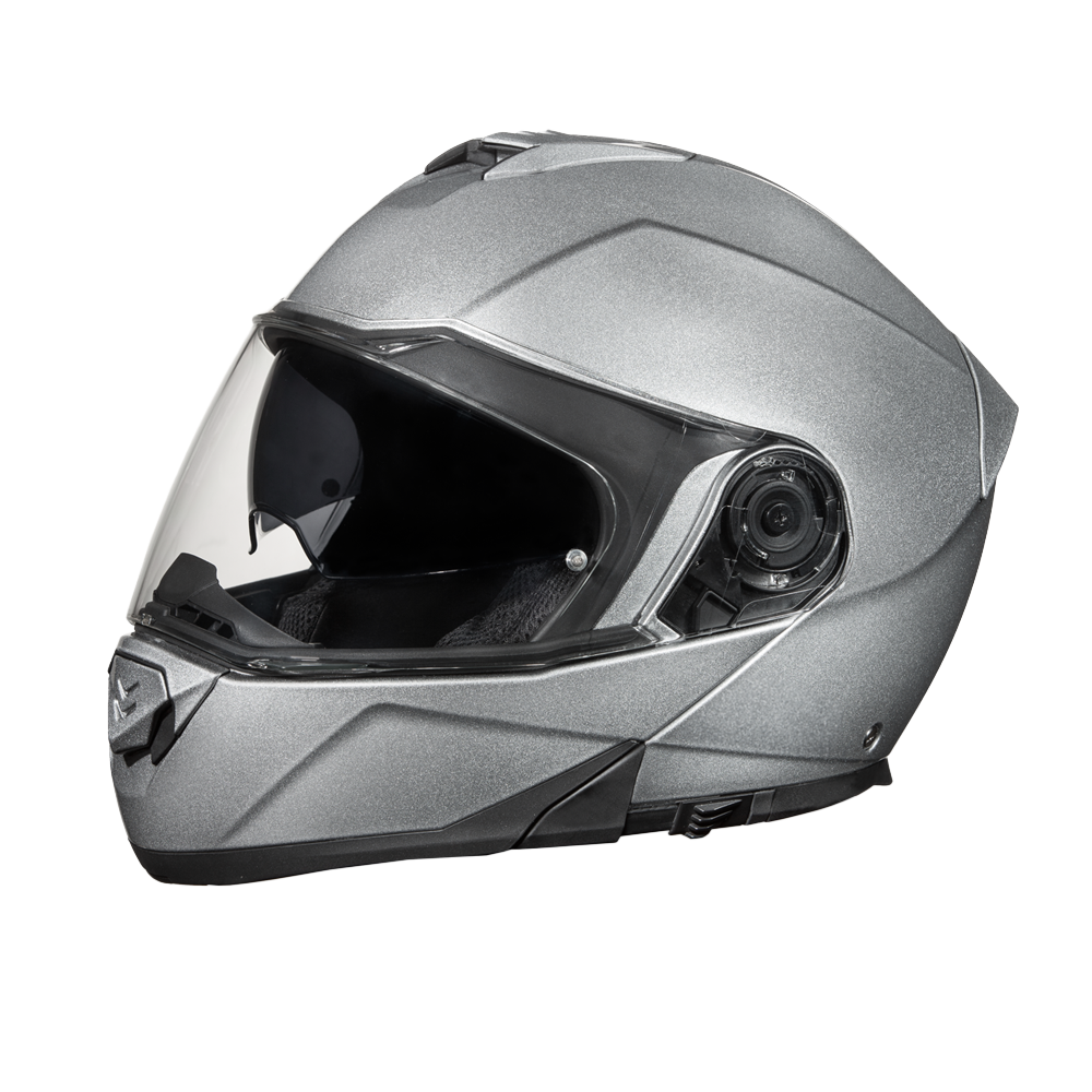 Daytona Glide Modular Motorcycle Helmet - DOT Approved, Bluetooth Ready, Dual Visor, Men/Women/Youth- Silver Metallic GLIDE Daytona Helmets