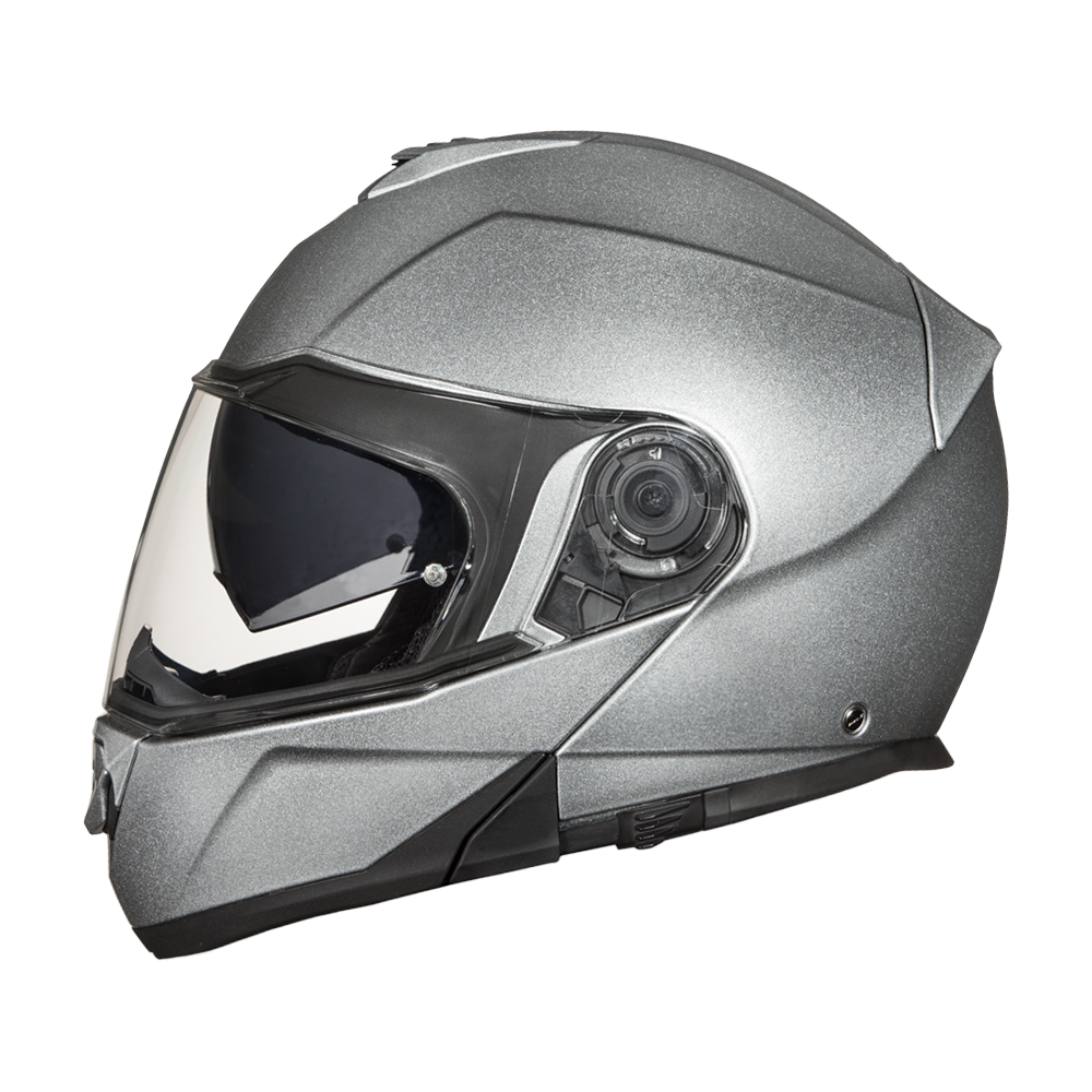 Daytona Glide Modular Motorcycle Helmet - DOT Approved, Bluetooth Ready, Dual Visor, Men/Women/Youth- Silver Metallic GLIDE Daytona Helmets