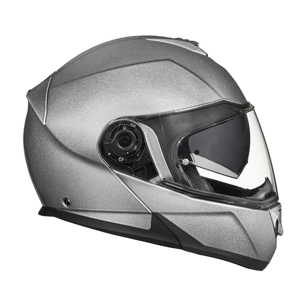 Daytona Glide Modular Motorcycle Helmet - DOT Approved, Bluetooth Ready, Dual Visor, Men/Women/Youth- Silver Metallic GLIDE Daytona Helmets
