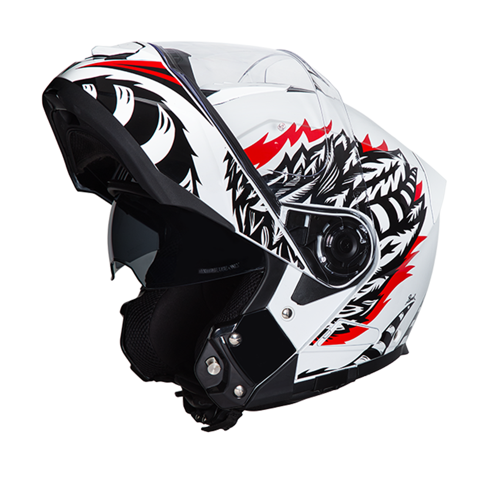 Daytona Glide Modular Motorcycle Helmet - DOT Approved, Bluetooth Ready, Dual Visor, Men/Women/Youth - W/ Phoenix GLIDE - GRAPHICS Daytona Helmets