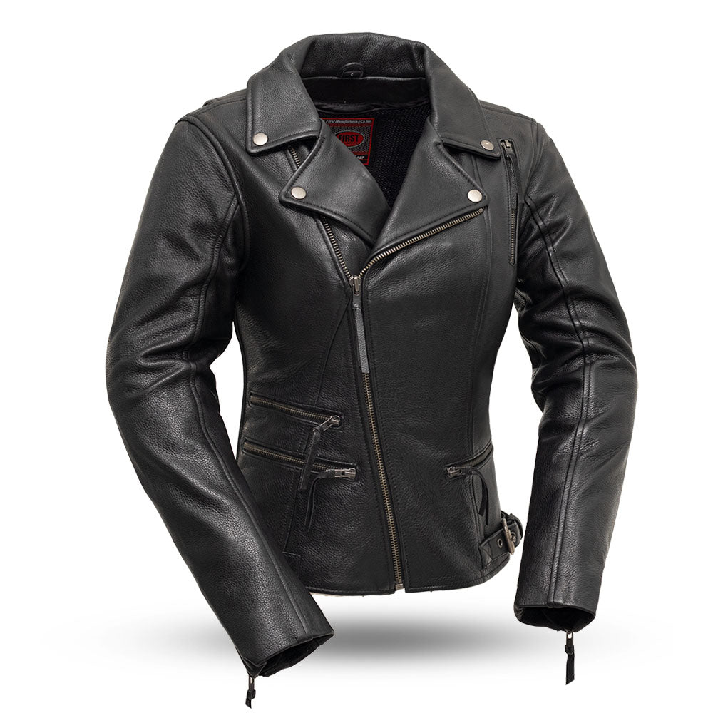 Monte Carlo - Women's Leather Motorcycle Jacket Women's Leather Jacket First Manufacturing Company Black XS