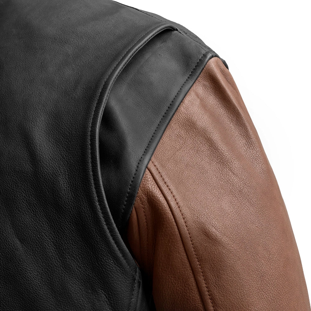 Moto Bomber Two Tone - Men's Leather Jacket Men's Leather Jacket First Manufacturing Company