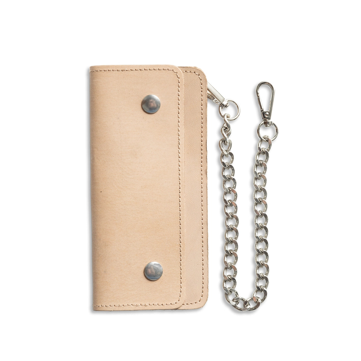 LARGE TRUCKER - Vegetable Tanned Leather Wallet Leather Wallet First Manufacturing Company NATURAL Chrome