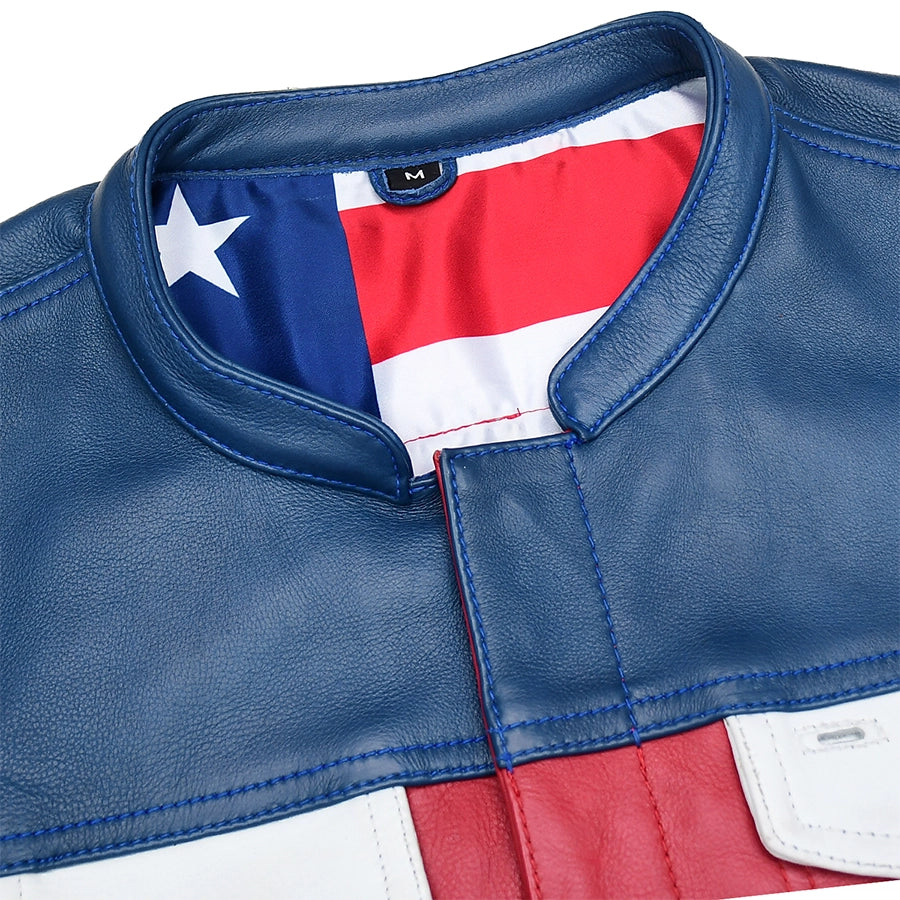 Patriot Rebel Men's Motorcycle Leather Vest Men's Leather Vest First Manufacturing Company