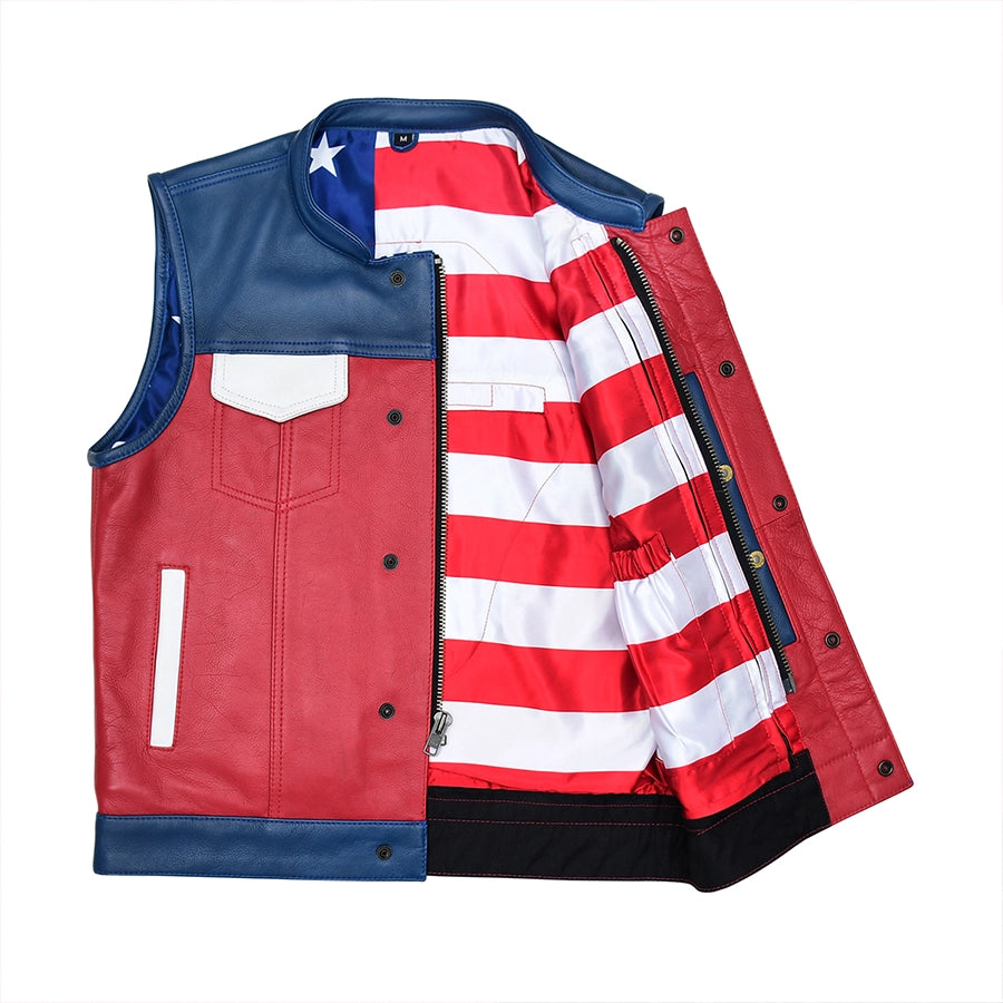 Patriot Rebel Men's Motorcycle Leather Vest Men's Leather Vest First Manufacturing Company