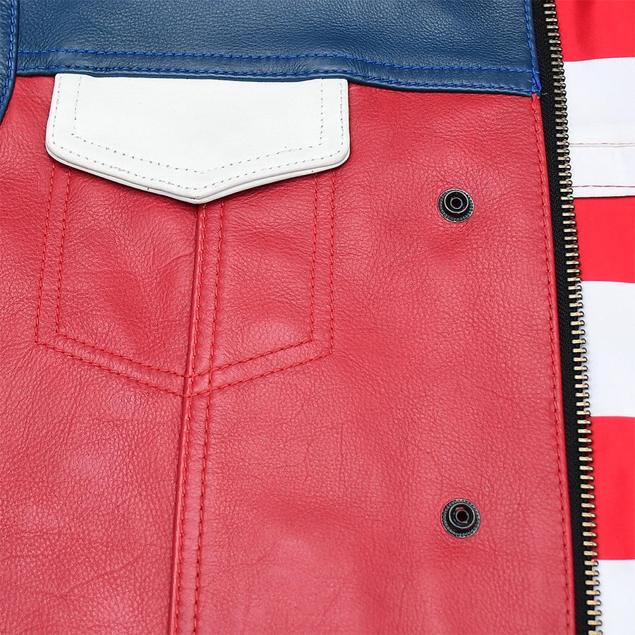 Patriot Rebel Men's Motorcycle Leather Vest Men's Leather Vest First Manufacturing Company