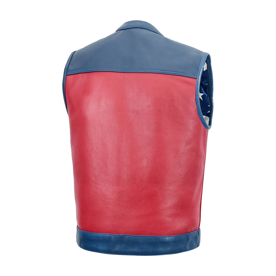 Patriot Rebel Men's Motorcycle Leather Vest Men's Leather Vest First Manufacturing Company