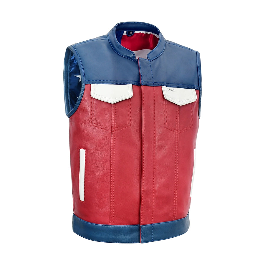 Patriot Rebel Men's Motorcycle Leather Vest Men's Leather Vest First Manufacturing Company