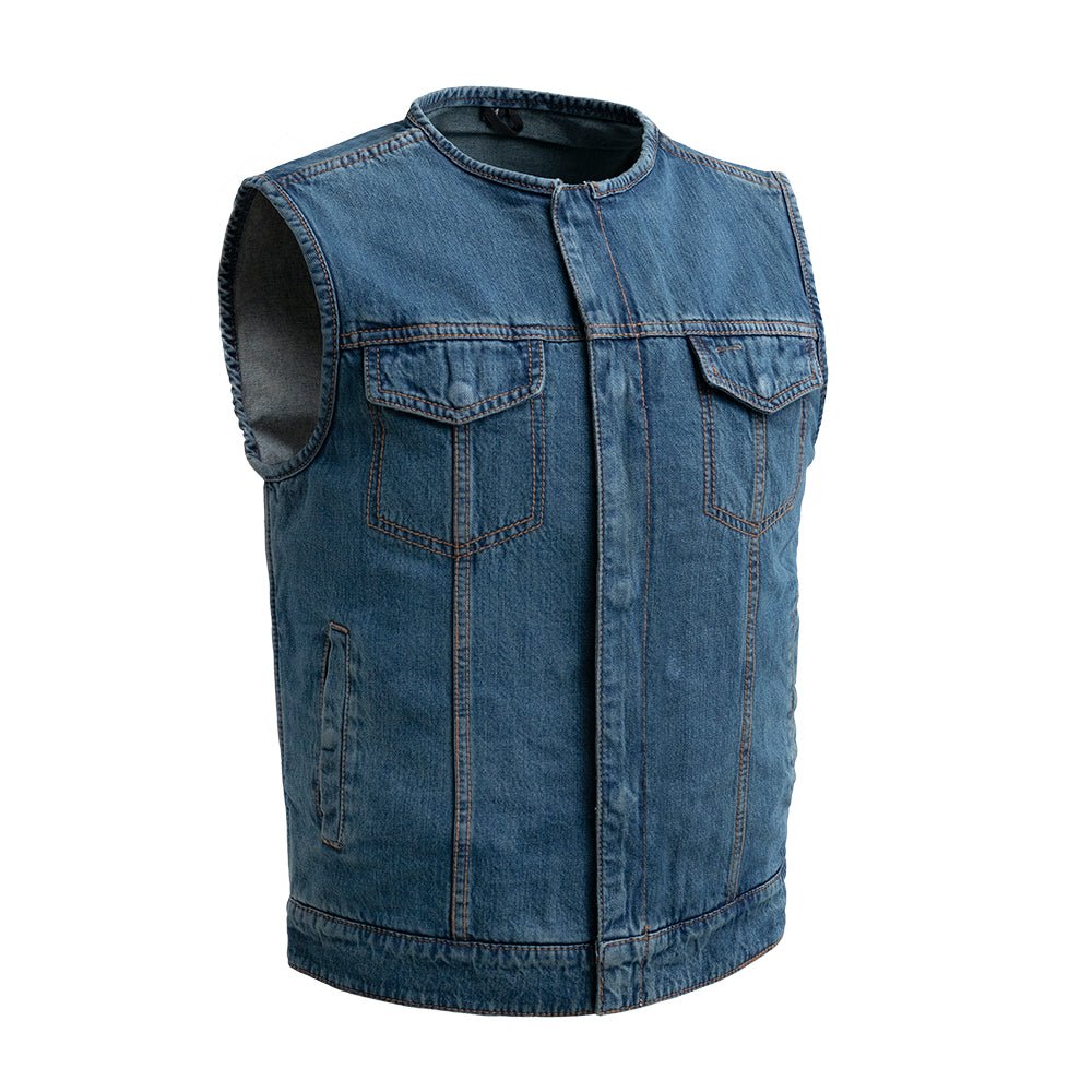 No Limit - Men's Motorcycle Denim Vest Men's Denim Vest Vests Blue S Denim