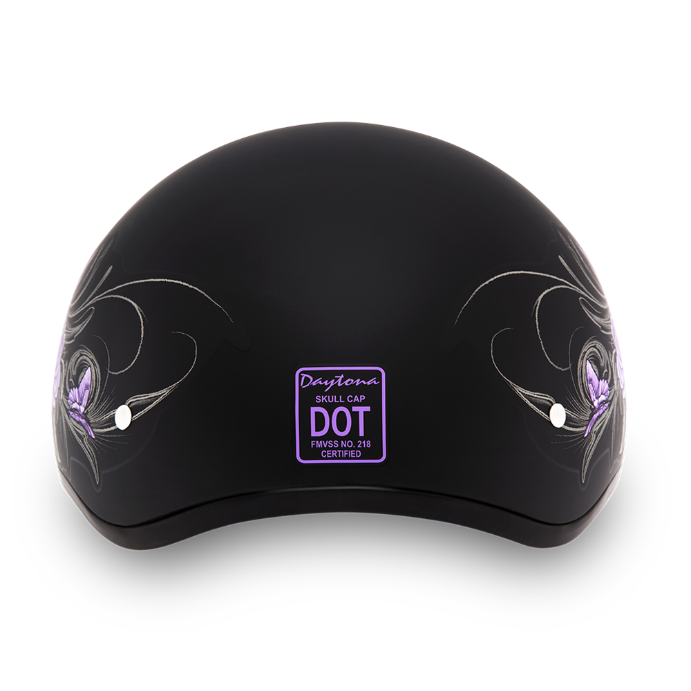 DOT Approved Daytona Motorcycle Half Face Helmet - Skull Cap Graphics for Men & Women, Scooters, ATVs, UTVs & Choppers - W/ Wild At Heart DAYTONA SKULL CAP - GRAPHICS Daytona Helmets