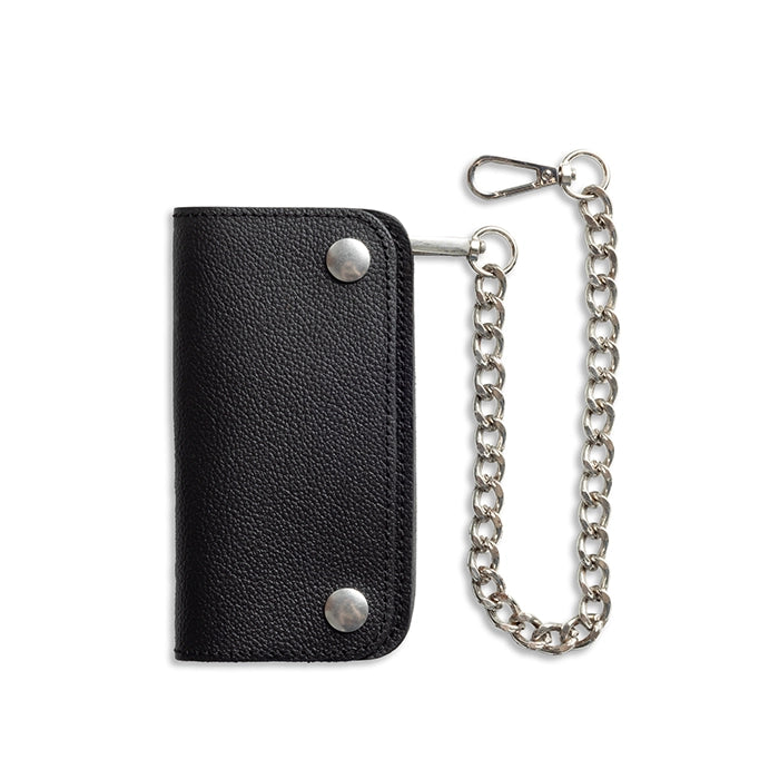 SMALL TRUCKER - Vegetable Tanned Leather Wallet Leather Wallet First Manufacturing Company Pebble Black Chrome