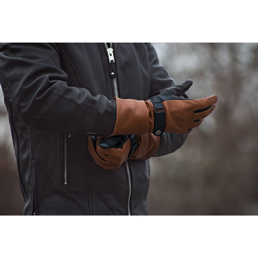 Phenom - Men's Motorcycle Leather Gloves (Whiskey)