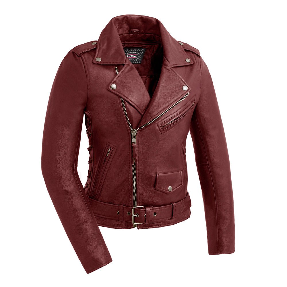 Popstar Women's Motorcycle Leather Jacket - Oxblood Women's Leather Jacket Jackets Oxblood XS