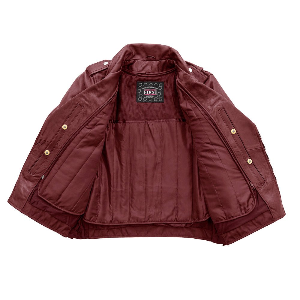 Popstar Women's Motorcycle Leather Jacket - Oxblood Women's Leather Jacket Jackets