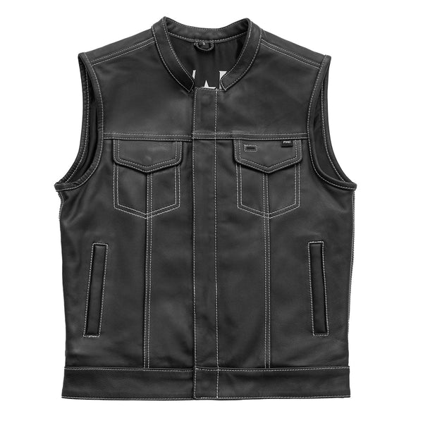 POW - Men's Leather Motorcycle Vest - Limited Edition Factory Customs Vests S