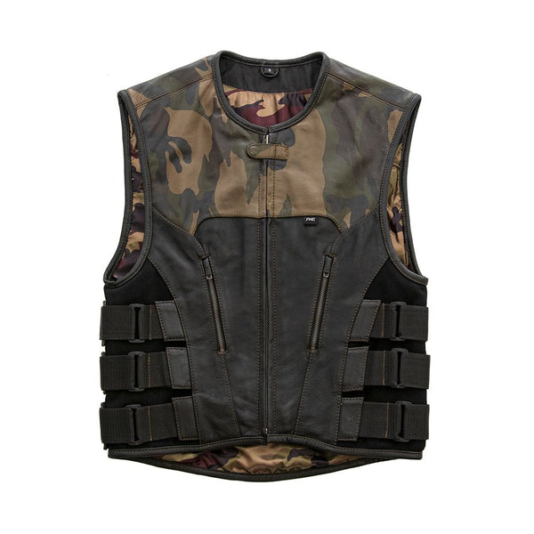 Predator - Men's Swat Style Leather Motorcycle Vest - Limited Edition Factory Customs Vests S