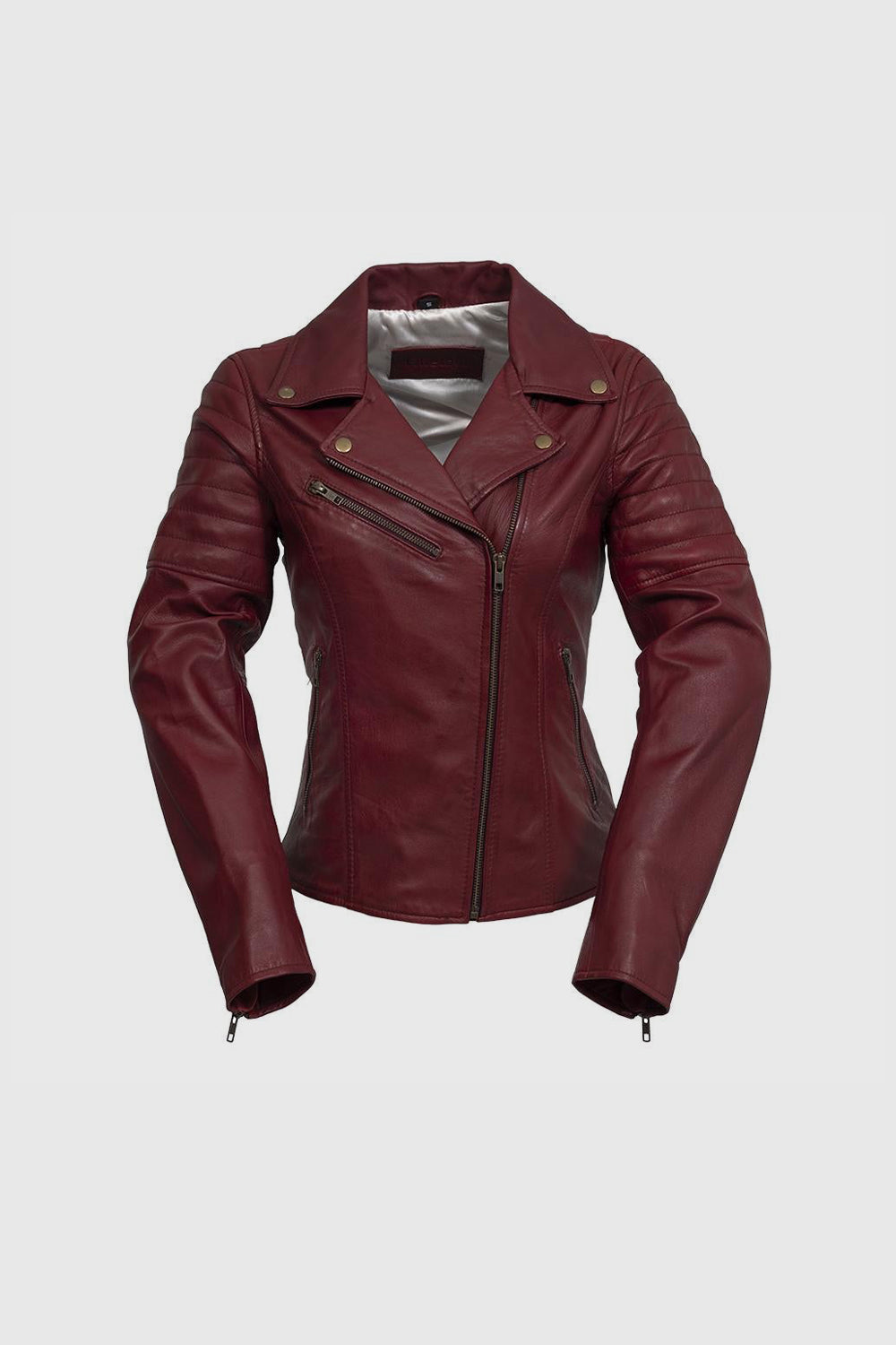 Princess Fashion Lambskin Leather Jacket Women's Fashion Moto Leather Jacket FMCo Oxblood XS 