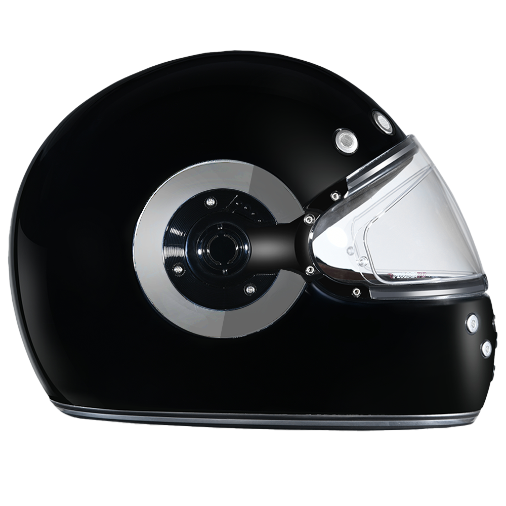 DOT Daytona Retro Full Face Motorcycle Helmet: Vintage Style for Men, Women, & Youth - Hi-Gloss Black w/ Chrome Accents RETRO Daytona Helmets