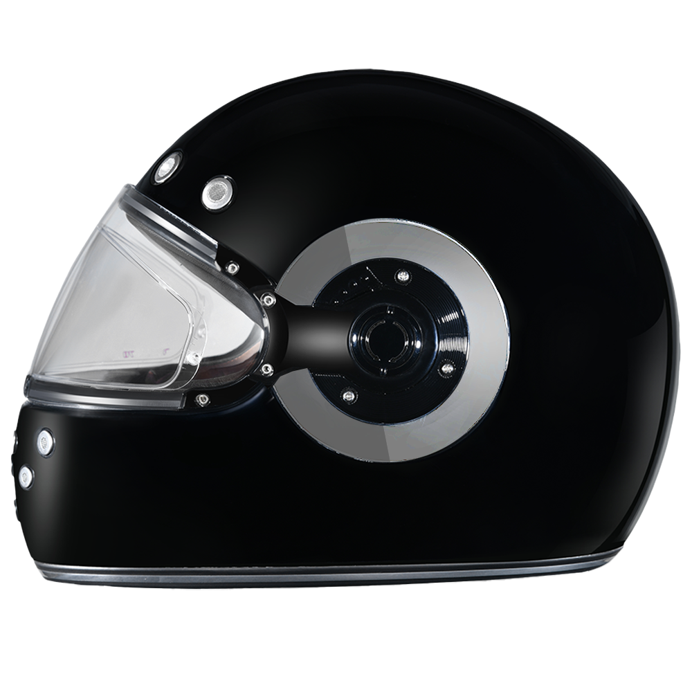 DOT Daytona Retro Full Face Motorcycle Helmet: Vintage Style for Men, Women, & Youth - Hi-Gloss Black w/ Chrome Accents RETRO Daytona Helmets
