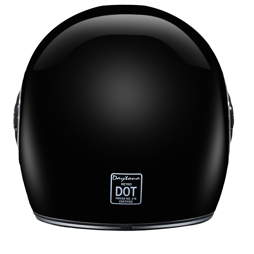DOT Daytona Retro Full Face Motorcycle Helmet: Vintage Style for Men, Women, & Youth - Hi-Gloss Black w/ Chrome Accents RETRO Daytona Helmets