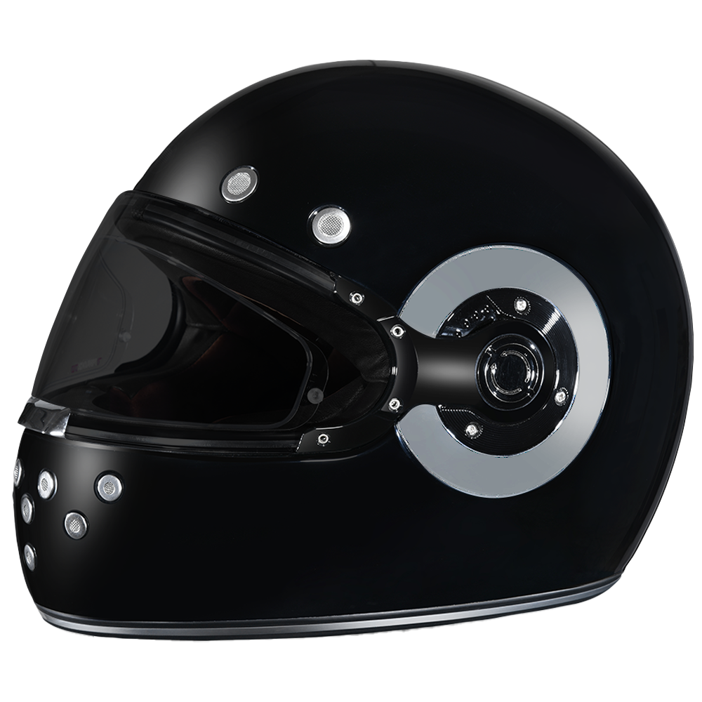 DOT Daytona Retro Full Face Motorcycle Helmet: Vintage Style for Men, Women, & Youth - Hi-Gloss Black w/ Chrome Accents RETRO Daytona Helmets