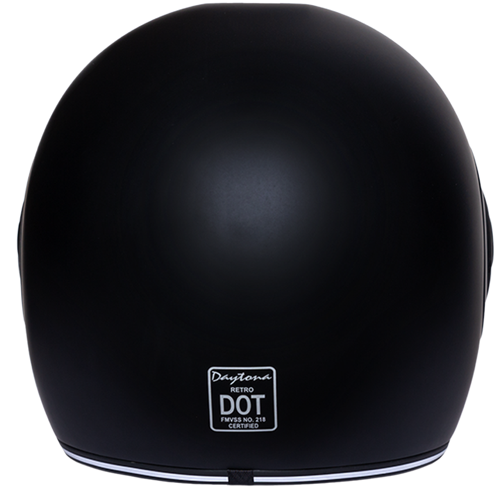 DOT Daytona Retro Full Face Motorcycle Helmet: Vintage Style for Men, Women, & Youth - Dull Black W/ Dull Black Accents RETRO Daytona Helmets