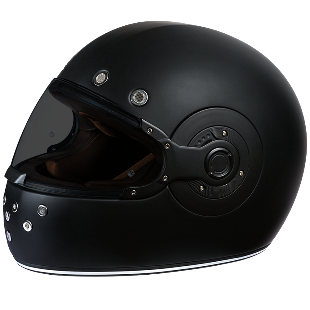 DOT Daytona Retro Full Face Motorcycle Helmet: Vintage Style for Men, Women, & Youth - Dull Black W/ Dull Black Accents RETRO Daytona Helmets