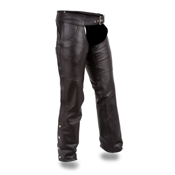 First Classics Black Leather Motorcycle Chaps Men's popular L.