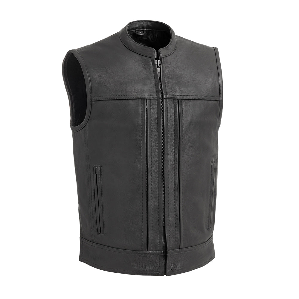 Rampage - Men's Motorcycle Leather Vest Men's Leather Vest First Manufacturing Company Black S