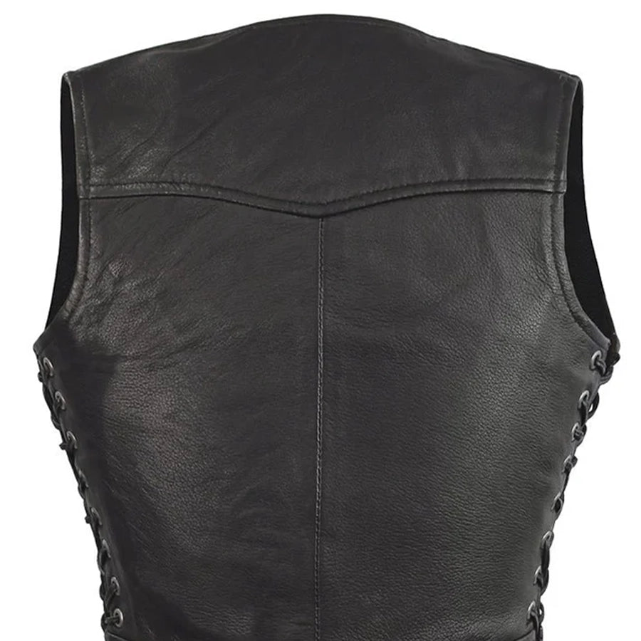 Raven Women's Motorcycle Leather Vest Women's Leather Vest First Manufacturing Company