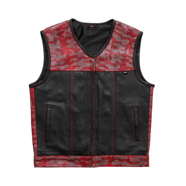 Red Racer - Men's Euro Style Leather Motorcycle Vest - Limited Edition Factory Customs Vests S