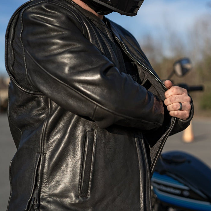 Revolt Men's Motorcycle Leather Jacket - First MFG Co