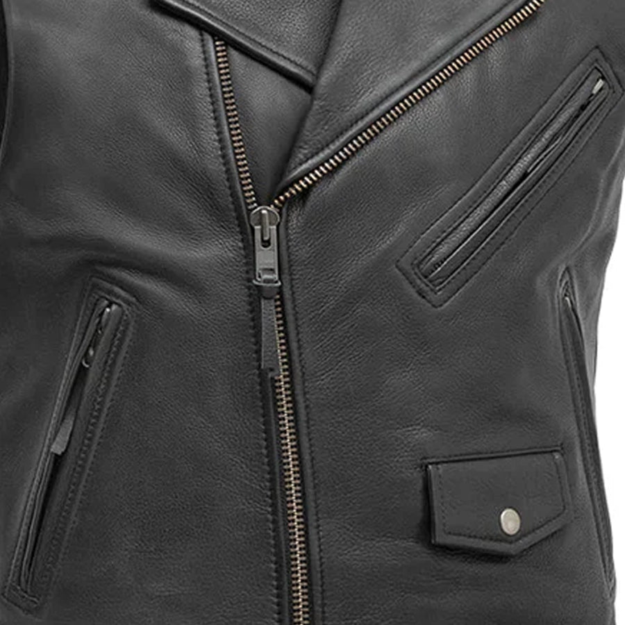 Rockin - Men's Motorcycle Leather Vest – First MFG Co