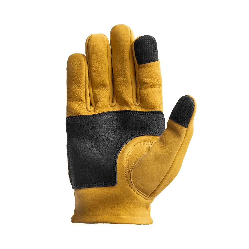 Roper DBL Palm Men's Motorcycle Leather Gloves Men's Gloves First Manufacturing Company Black Yellow XS 