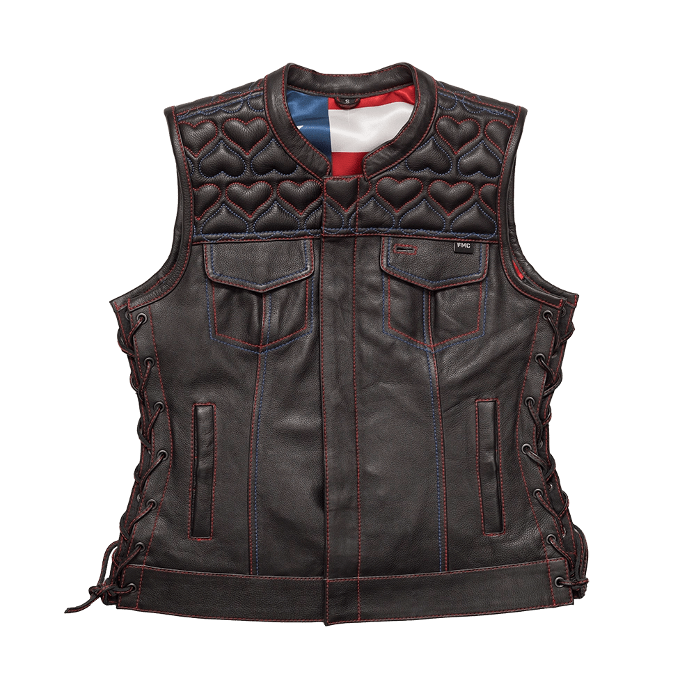 Rosie Women’s Motorcycle Leather Vest Women's Leather Vest First Manufacturing Company Black XS 