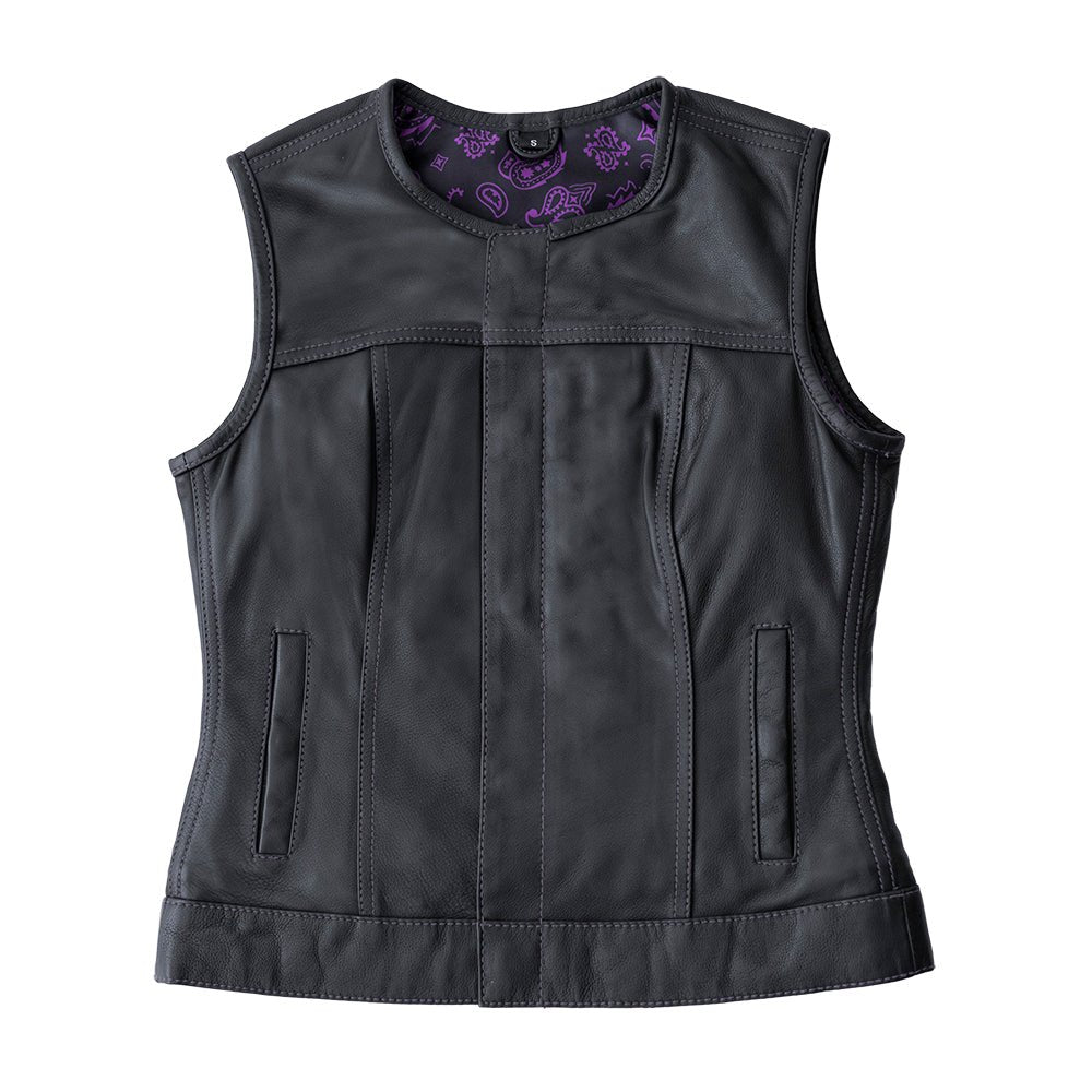 Royal Women's Club Style Motorcycle Leather Vest - Limited Edition Factory Customs Vests S